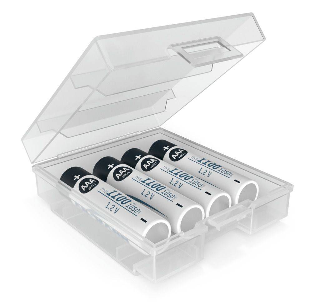 Batteria Ansmann NiMH Micro AAA tipo 1100, min. 1050 mAh, 1,2 Volt, confezione da 4, inclusa scatola portabatterie,...-2