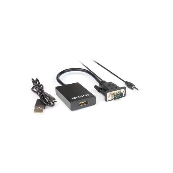 HAMLET XVAVGA-HDMA ADATTATORE VIDEO VGA M A HDMI F CON AUDIO JACK 3.5MM 1080P BLACK-1