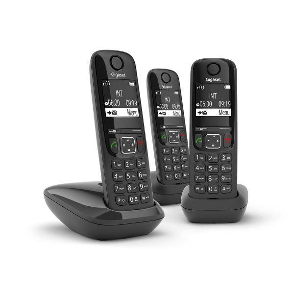 CORDLESS GIGASET AS 690 TRIO DECT CON VIVACOCE + 2 AGGIUNTIVI BLACK-0