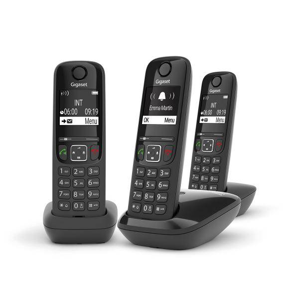 CORDLESS GIGASET AS 690 TRIO DECT CON VIVACOCE + 2 AGGIUNTIVI BLACK-1