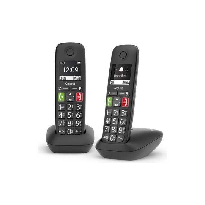 Gigaset E290 Duo Coppia Cordless DECT-GAP Senior Display 2'' Vivavoce Rubrica Nero-0
