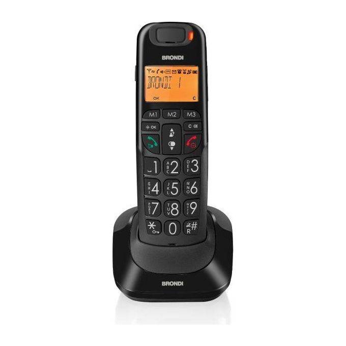 Brondi Telefono Cordless Bravo Bright Black Tasti Grandi Display Suonerie Polifoniche Tasto Boost-0