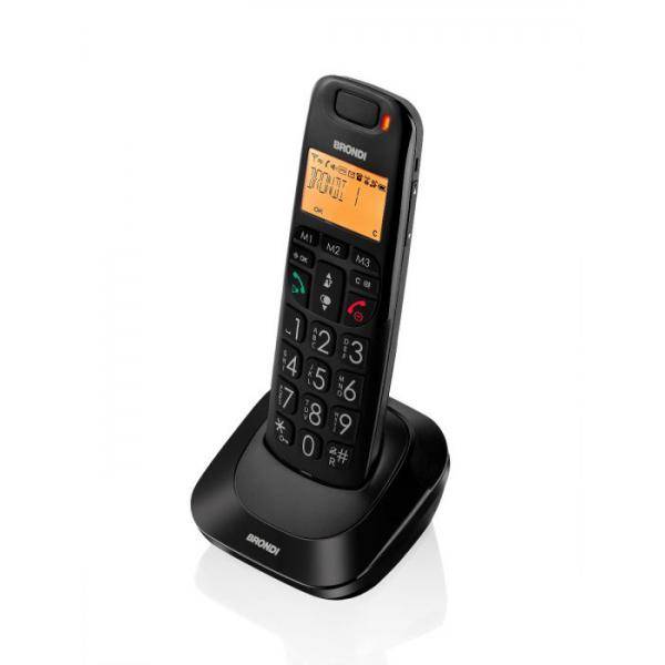 Brondi Telefono Cordless Bravo Bright Black Tasti Grandi Display Suonerie Polifoniche Tasto Boost-1