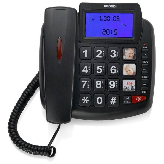 Brondi Telefono Tavolo Tasti Grandi Nero-0