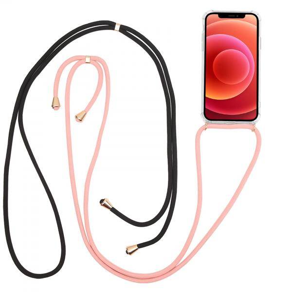 CELLY APPLE iPHONE 12 PRO MAX COVER TPU CON 2 LACCI DA COLLO REGOLABILI MULTICOLORE TRASPARENTE-0