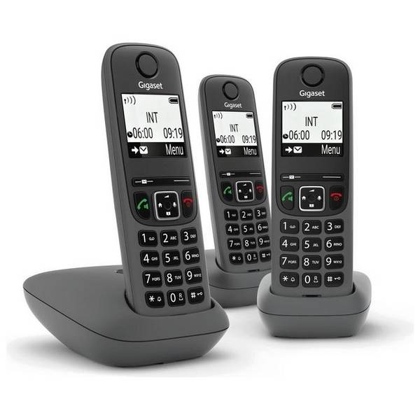 Gigaset AS490 Trio Tris Cordless Display 2'' Vivavoce Rubrica Nero