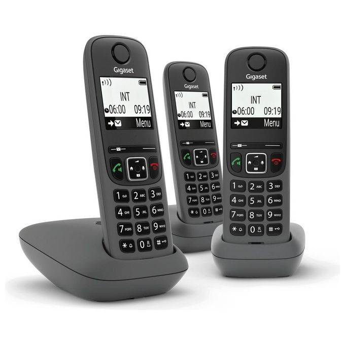 Gigaset AS490 Trio Tris Cordless Display 2'' Vivavoce Rubrica Nero-0