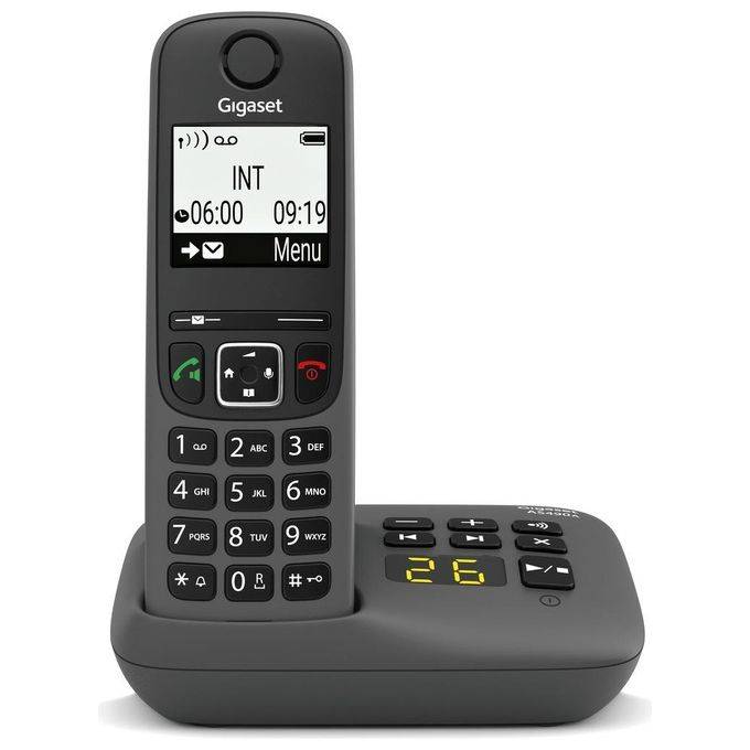 Gigaset AS490A Cordless Display 2'' Vivavoce Rubrica Segreteria Nero-0