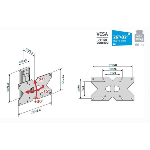 Meliconi CME ETR120 Supporto Tv da 26-32 Max 30kg-1