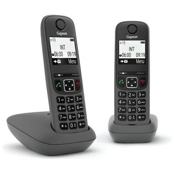 Gigaset AS490 Duo Coppia Cordless Display 2'' Vivavoce Rubrica Nero