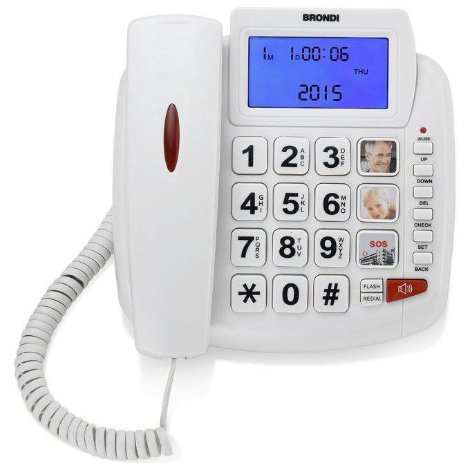 Brondi Telefono Tavolo Tasti Grandi Bianco-0
