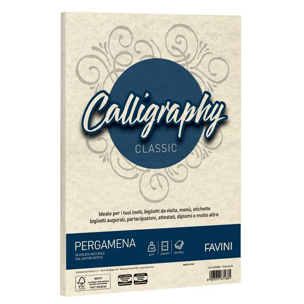 Carta Calligraphy Pergamena - A3 - 190 gr - naturale 06 - Favini - conf. 250 fogli-0