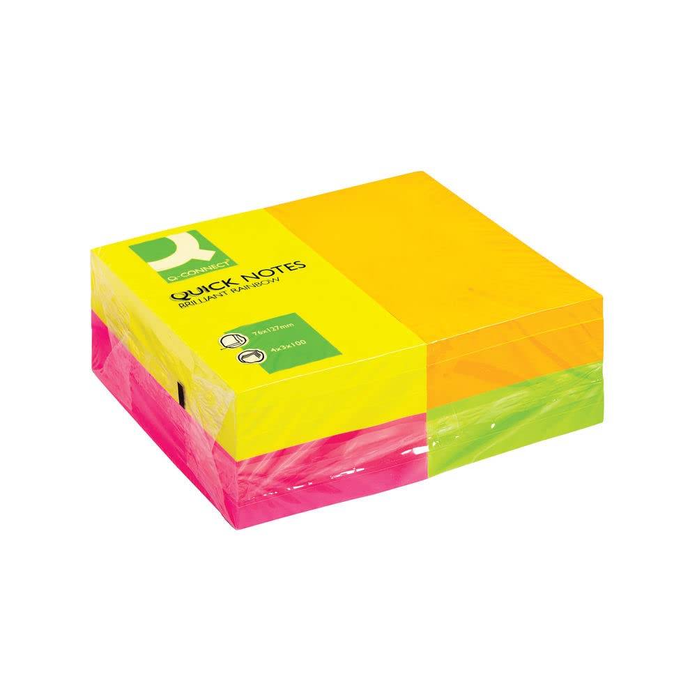 Foglietti riposizionabili Q-Connect 70 g/m² colori intensi 76x127 mm - carta FSC - 12 blocchetti 100 ff - KF01350FSC-0