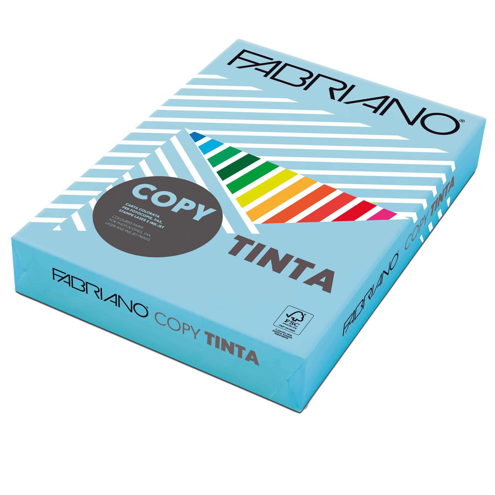 Carta Copy Tinta - A4 - 80 gr - colori forti cielo - Fabriano - conf. 500 fogli-0