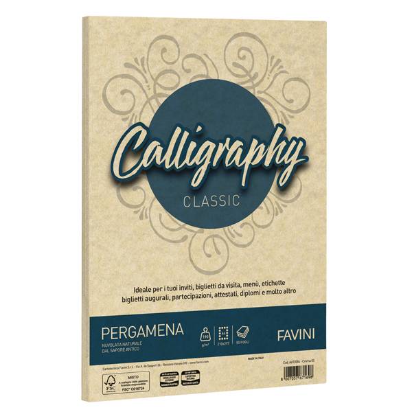 Carta Calligraphy Pergamena - A3 - 190 gr - crema 05 - Favini - conf. 250 fogli-0
