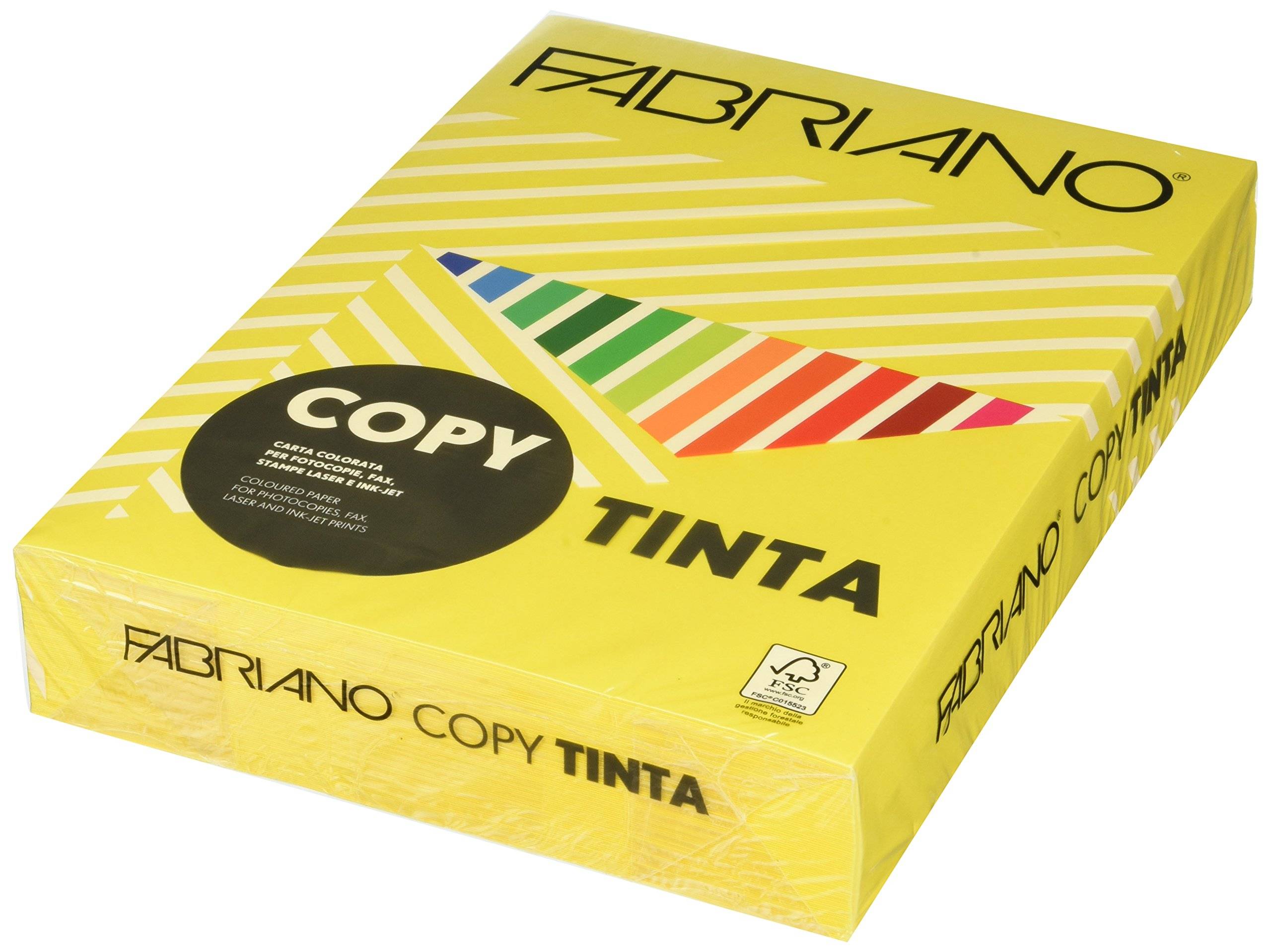 Carta Copy Tinta - A4 - 80 gr - colori forti giallo - Fabriano - conf. 500 fogli-0