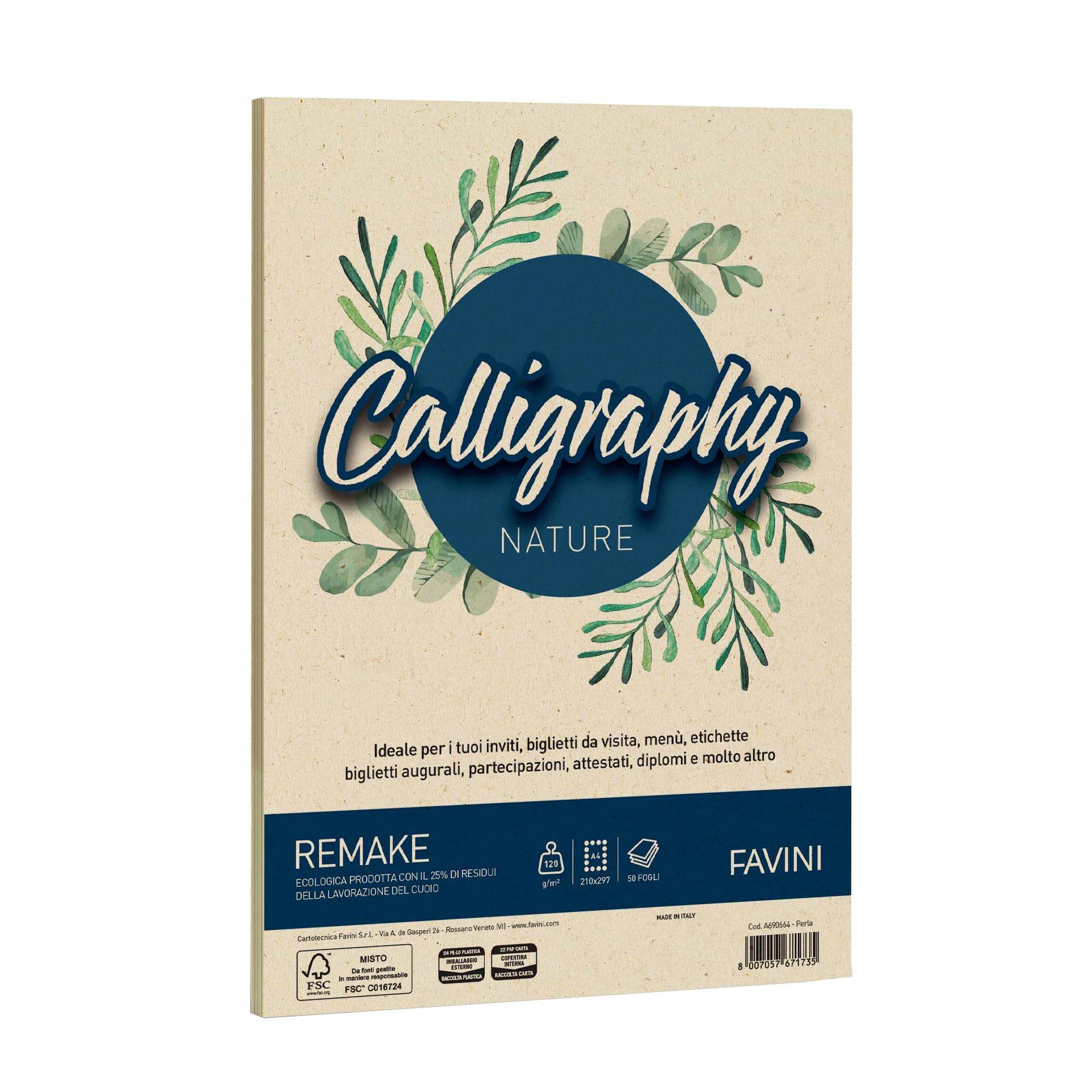 Carta Calligraphy Nature Remake - A4 - 120 gr - perla - Favini - conf. 50 fogli-0