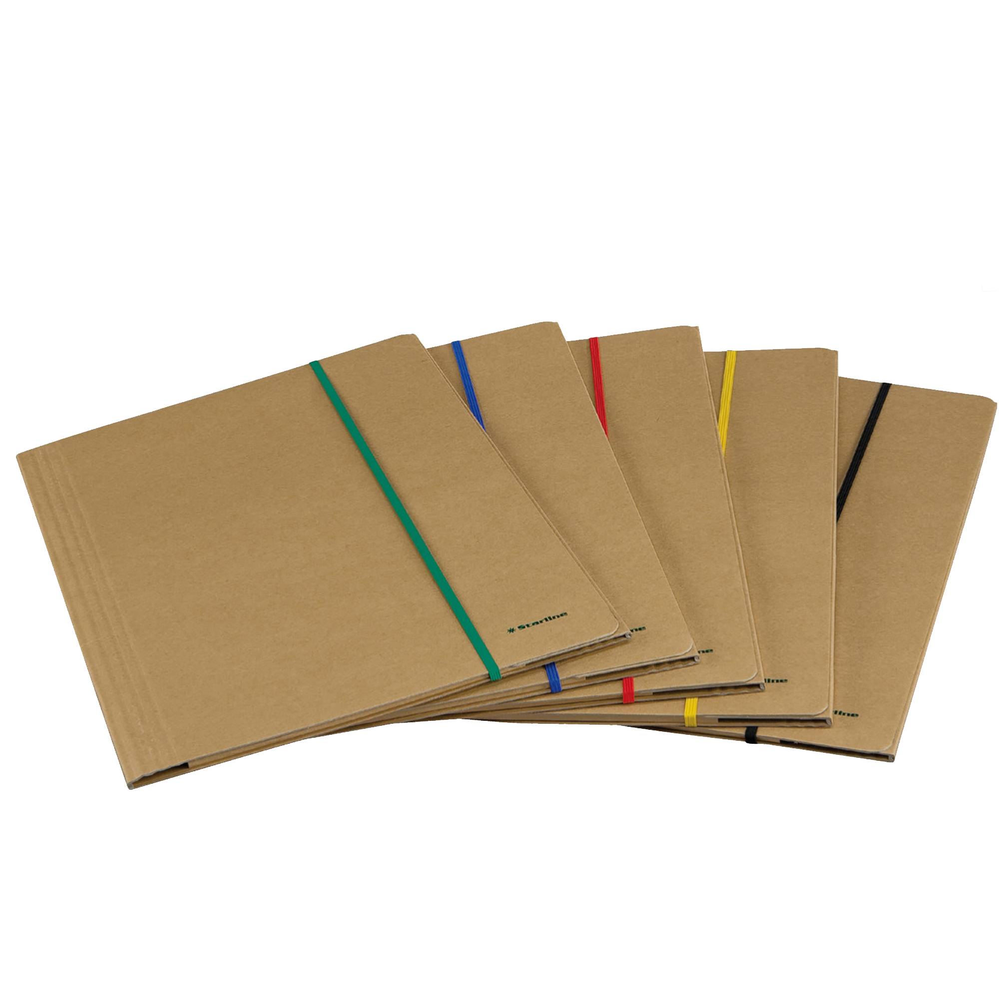 Cartellina 3 lembi - con elastico piatto 5 mm - 25 x 35 cm - cartoncino FSC - avana - Starline-0