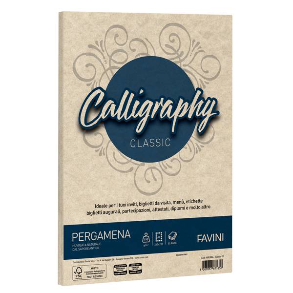 Carta Calligraphy Pergamena - A4 - 190 gr - sabbia 02 - Favini - conf. 250 fogli-0