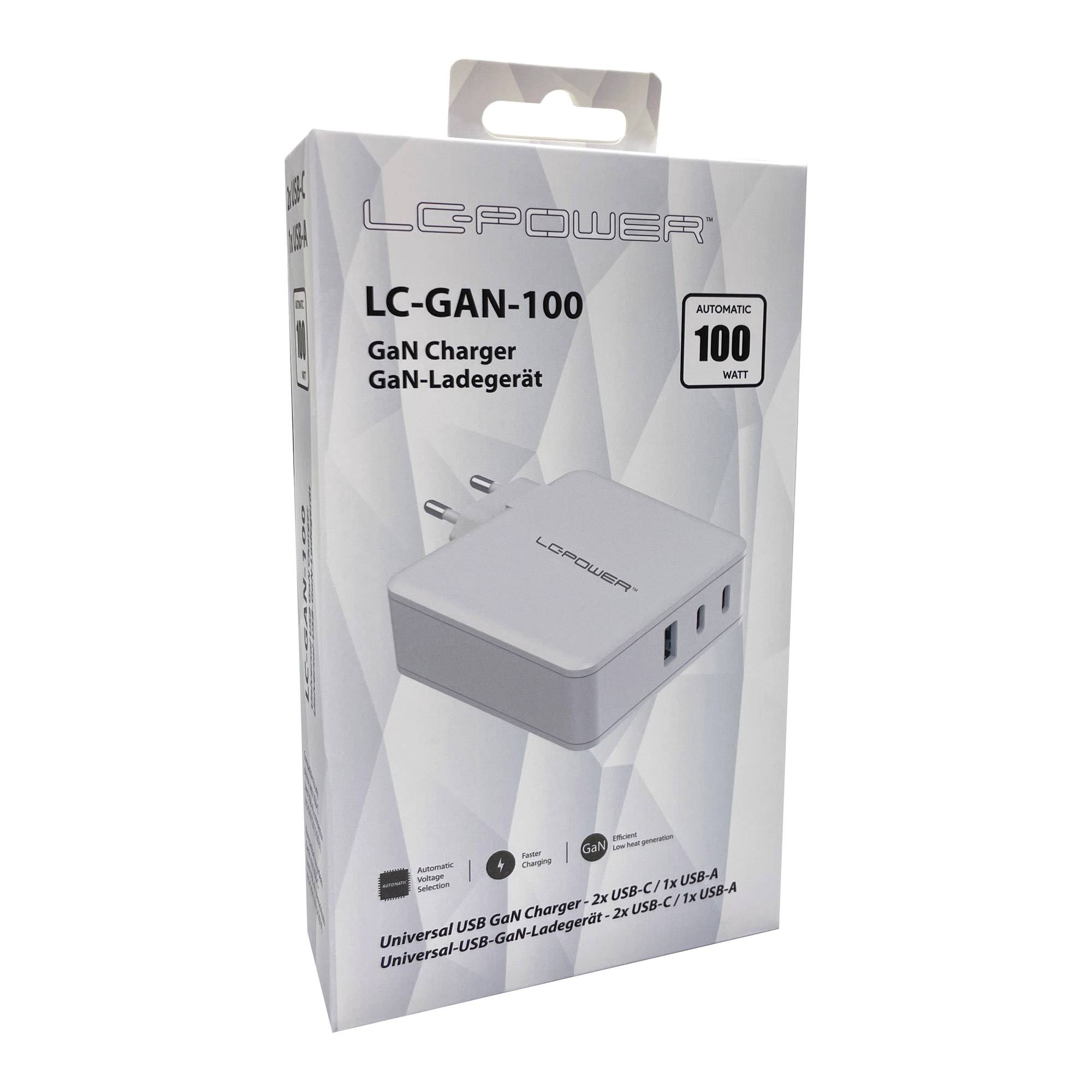 LC-Power LC-POWER - USB Ladegerät 100W LC-GAN-100 2xUSB-C 1xUSB-A Caricatore USB 100 W 2x USB-C ®, 1x 2 USB-A Consegna d-4