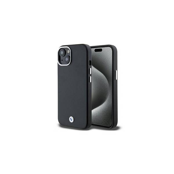 Custodia per telefono in metallo con logo BMW compatibile con iPhone 14 Plus – Nero