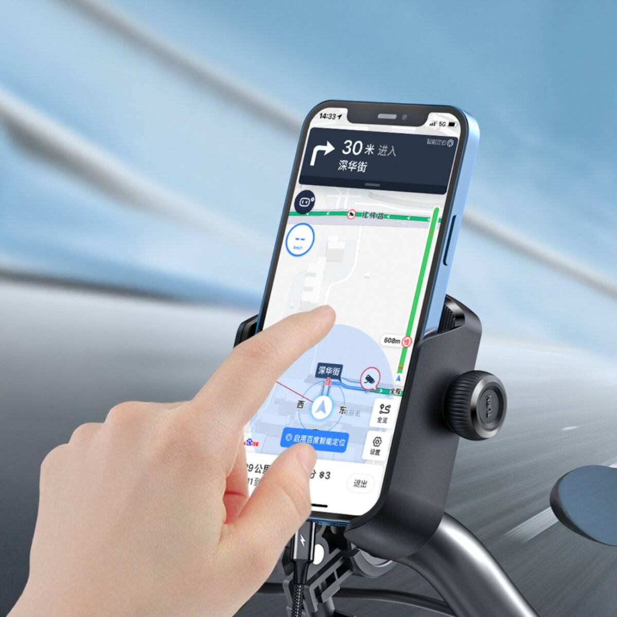 Supporto per telefono Joyroom JR-ZS431 per bicicletta, moto, scooter - Nero-2