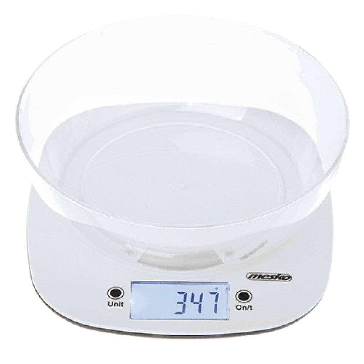 Bilancia da cucina digitale Mesko MS 3179 W con ciotola 1,4 L – 5 kg, display LCD - Bianco-0
