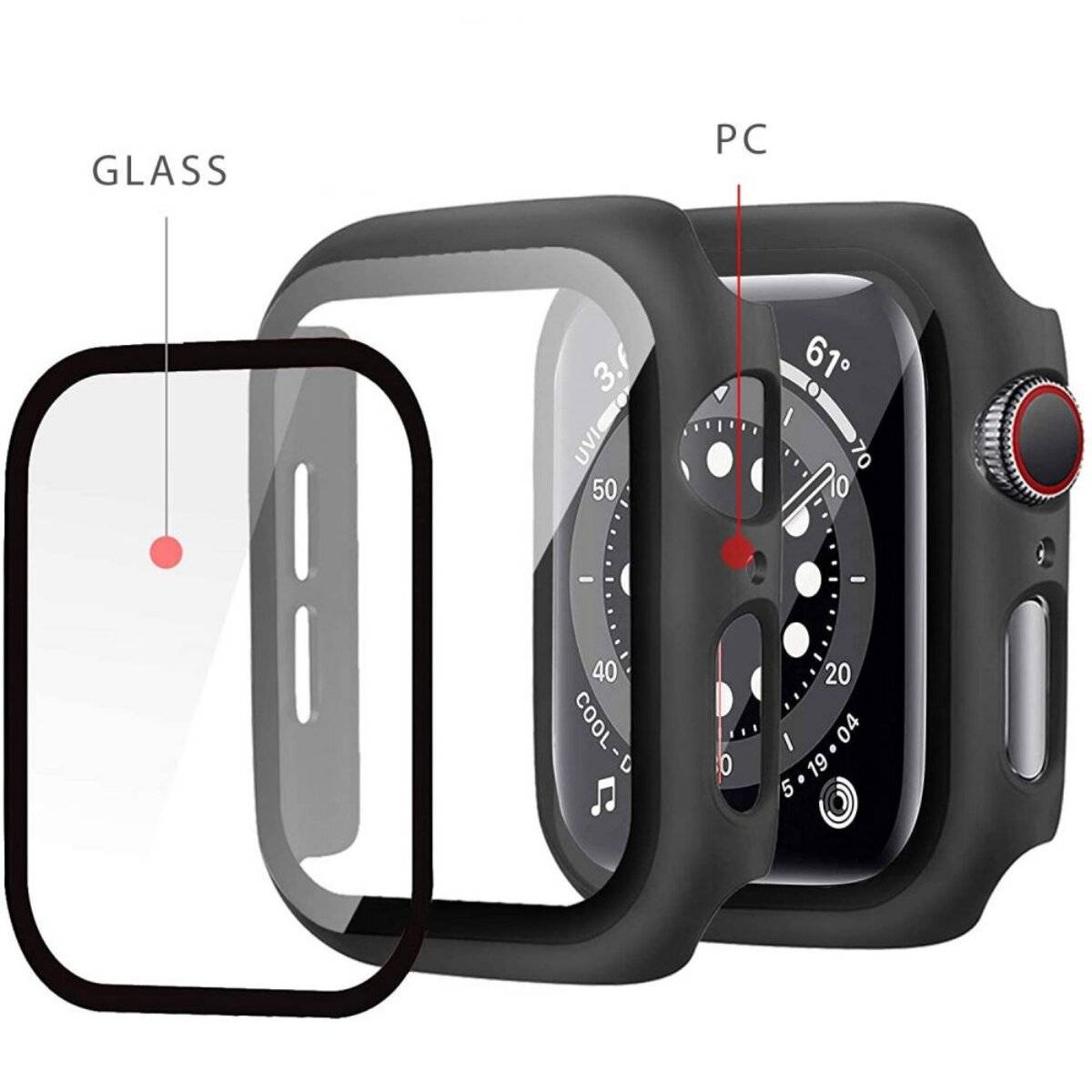 Custodia Tech-Protect Defense360 con vetro temperato, compatibile con Apple Watch 6 (44 mm), nera-3