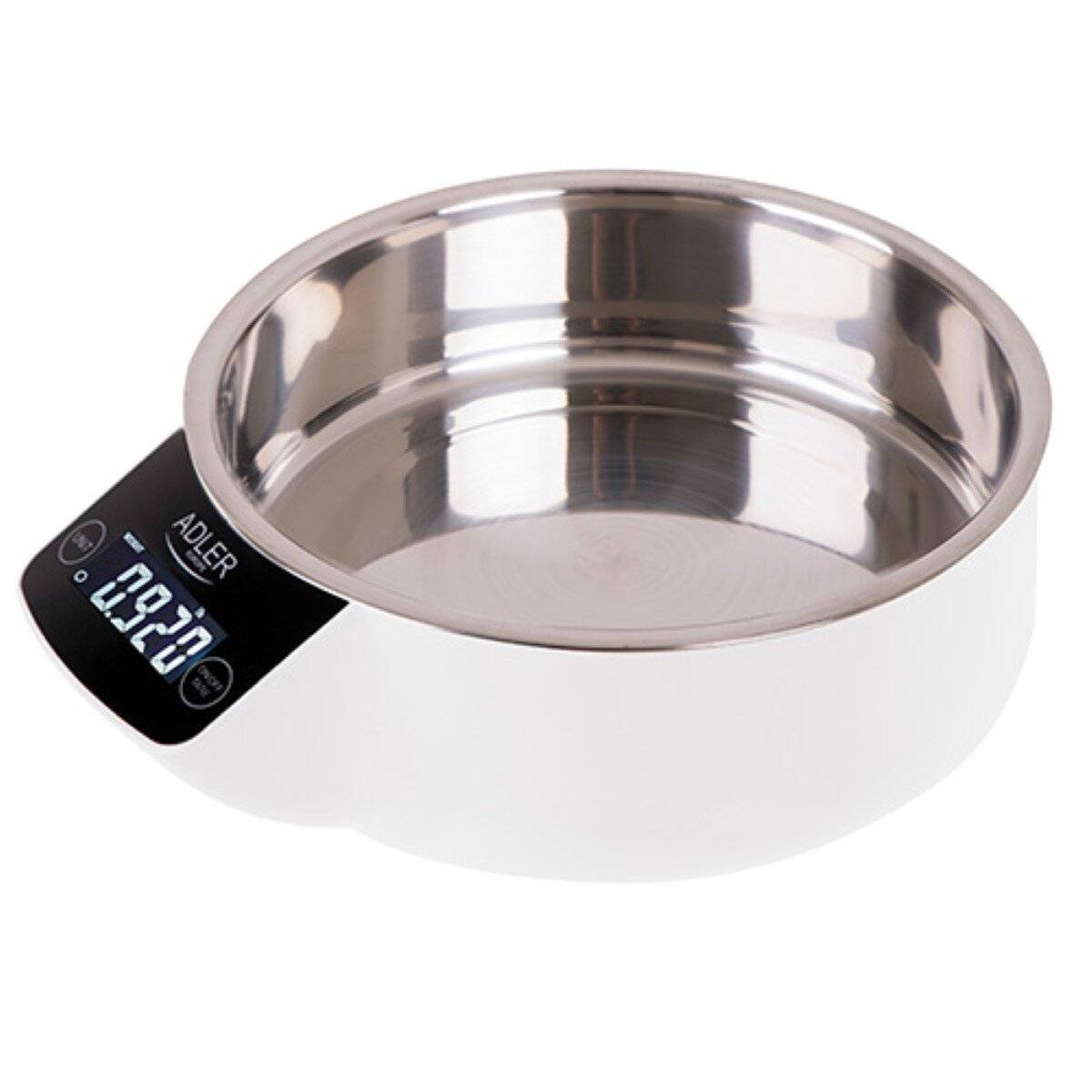 Bilancia da cucina digitale Adler AD 3166 con display e ciotola, funzione tara, colore bianco-0