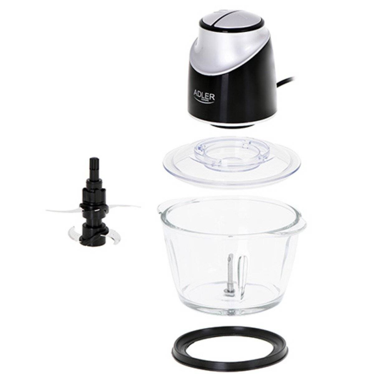 Robot da cucina Adler AD 4082 con ciotola in vetro da 1,2 l e lame in acciaio inossidabile, nero-3