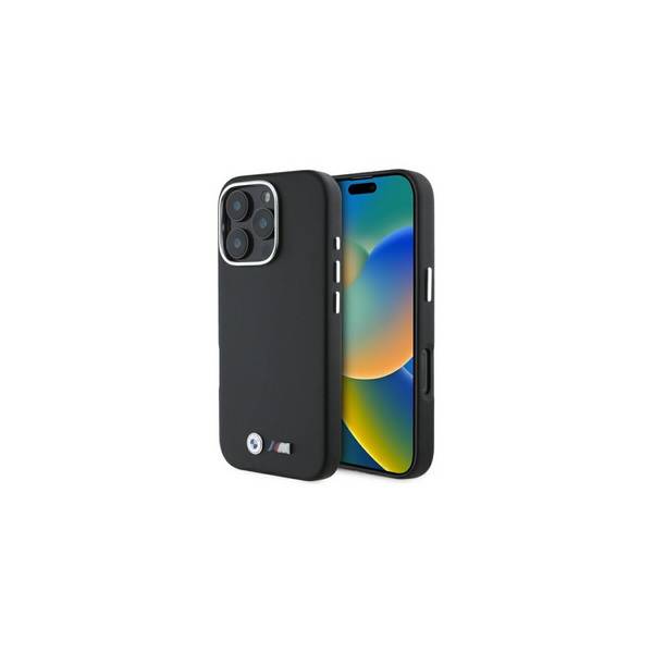Custodia per telefono BMW M Smooth Full Wrapped in metallo compatibile con iPhone 16 Pro – Nero