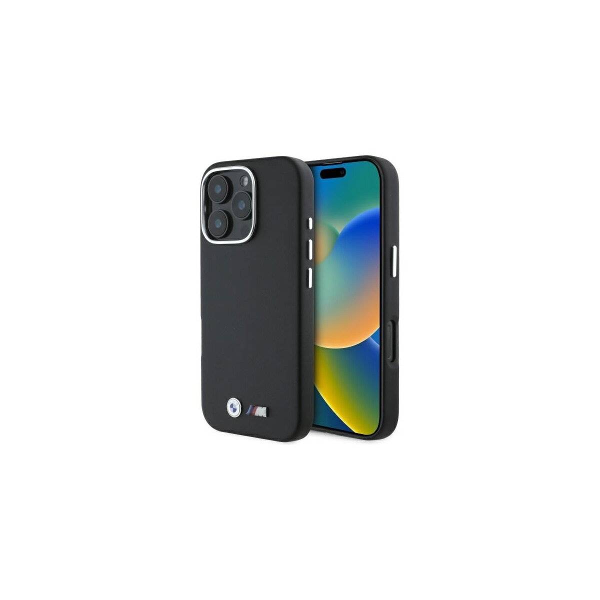 Custodia per telefono BMW M Smooth Full Wrapped in metallo compatibile con iPhone 16 Pro – Nero-0