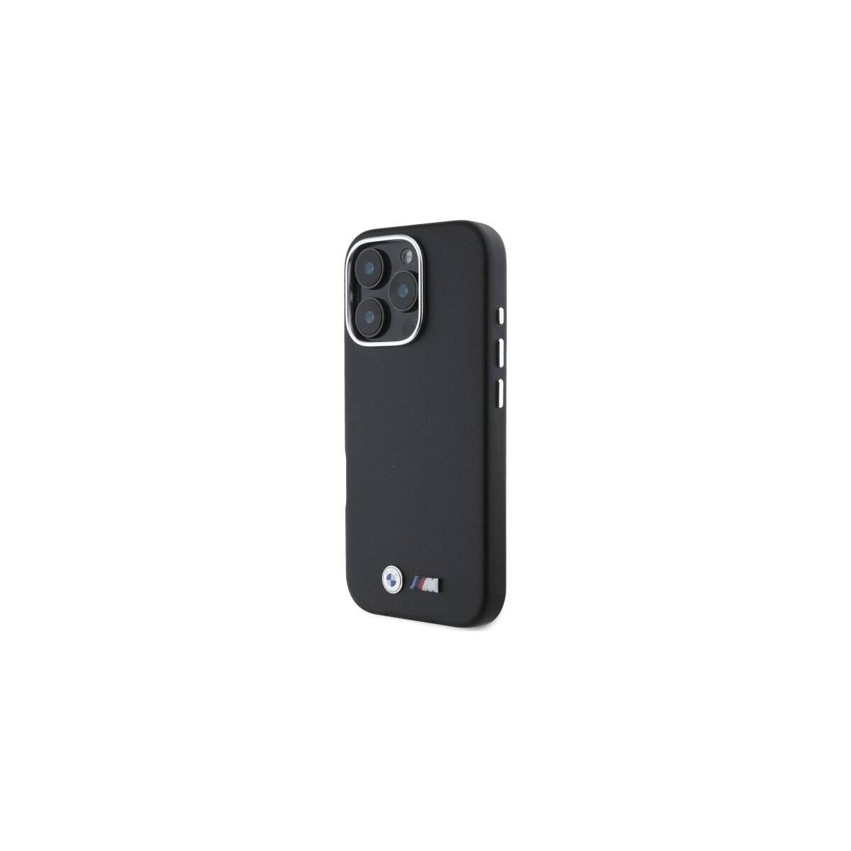 Custodia per telefono BMW M Smooth Full Wrapped in metallo compatibile con iPhone 16 Pro – Nero-1