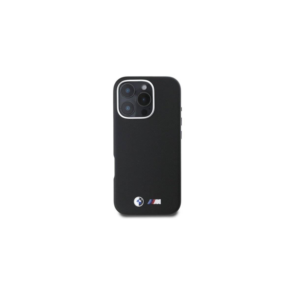 Custodia per telefono BMW M Smooth Full Wrapped in metallo compatibile con iPhone 16 Pro – Nero-2