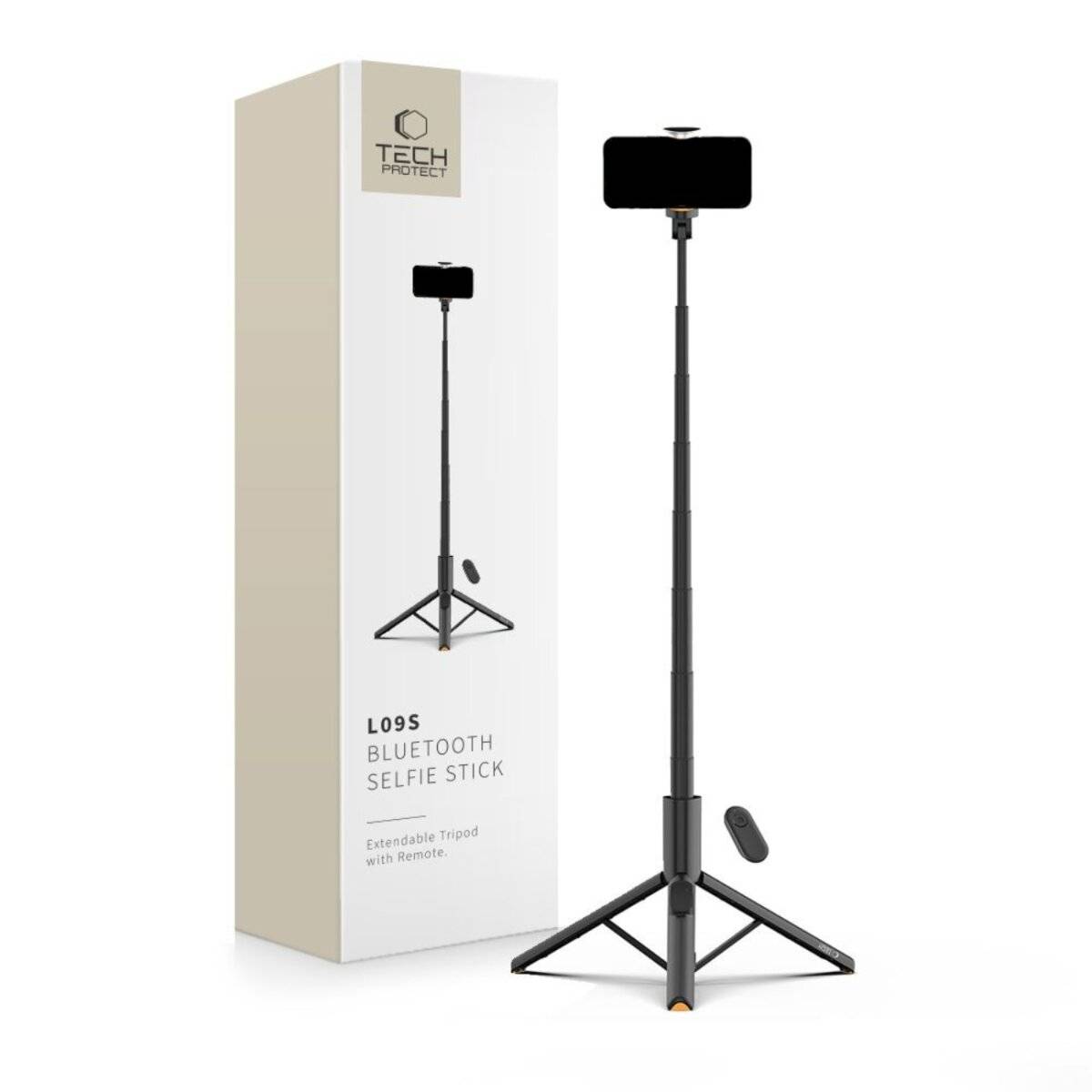 Tech-Protect L09S Selfie Stick con treppiede e telecomando Bluetooth – Nero-4