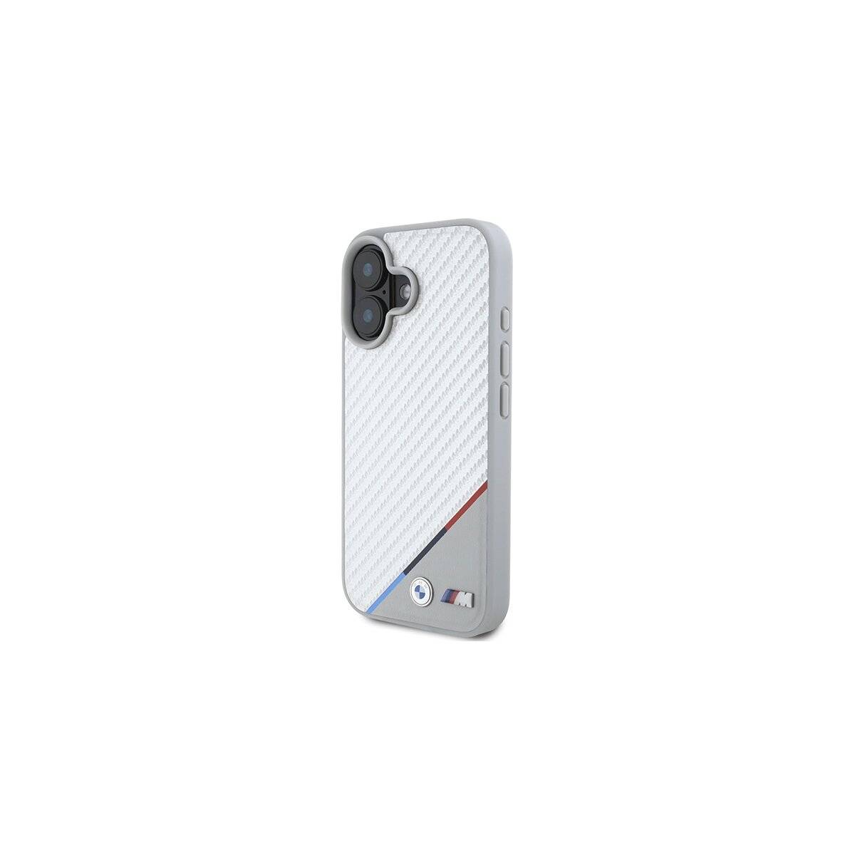 Custodia per telefono BMW M Carbon Tricolor Line compatibile con iPhone 16 – Grigio-1