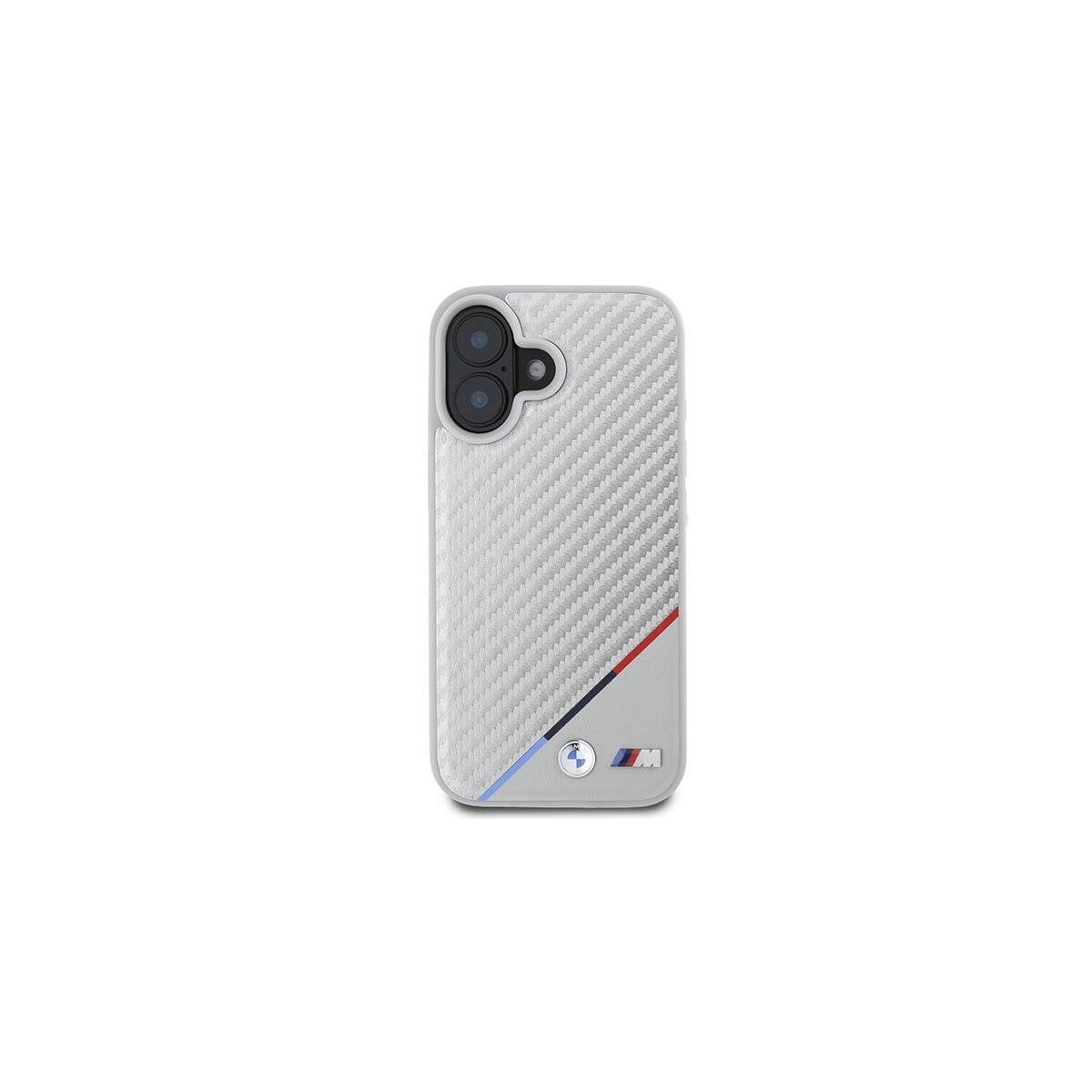 Custodia per telefono BMW M Carbon Tricolor Line compatibile con iPhone 16 – Grigio-2