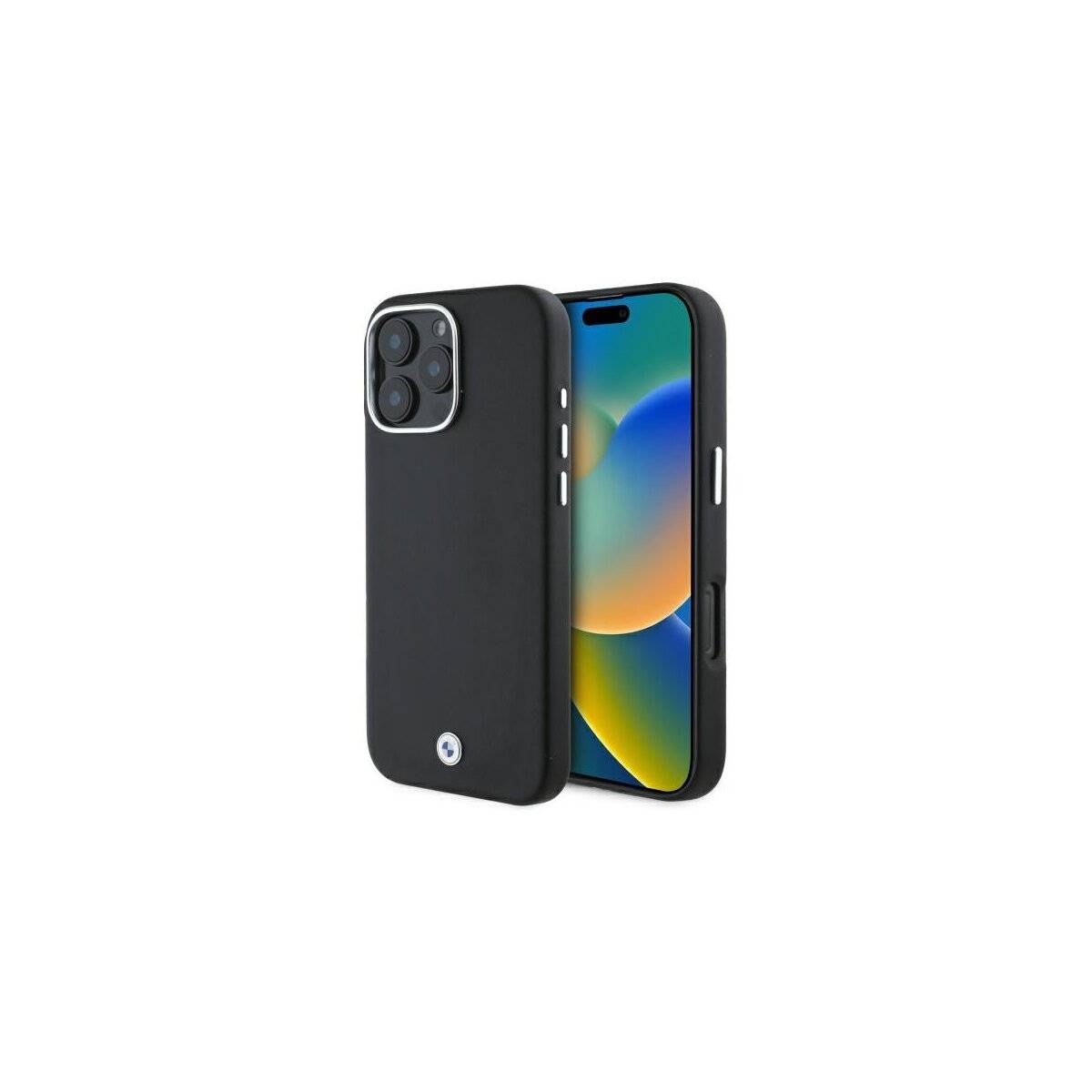 Custodia per telefono in metallo completamente rivestita con scritta BMW compatibile con iPhone 16 Pro Max – Nero-0