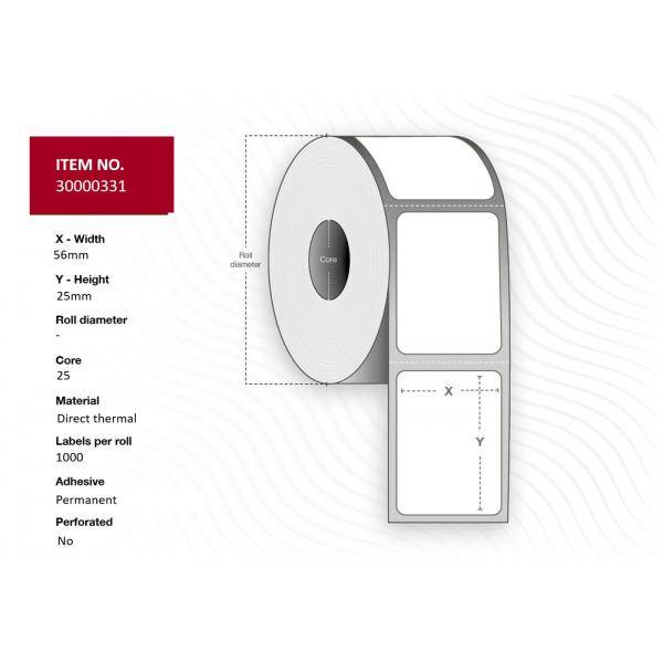 Capture 30000331-PRO etichetta per stampante (Label 56x25 - Core 25. White. - Top-coated. DT. Permanent. - 1.000 labels-0