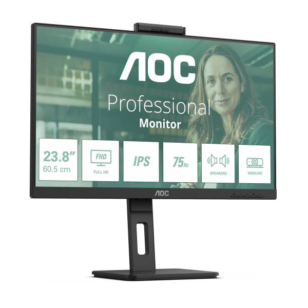 MONITOR AOC 23.8IPS FHD HDMI DP USB MM AOC 24P3QW WEBCAM REG ALTEZZA PIVOT-3