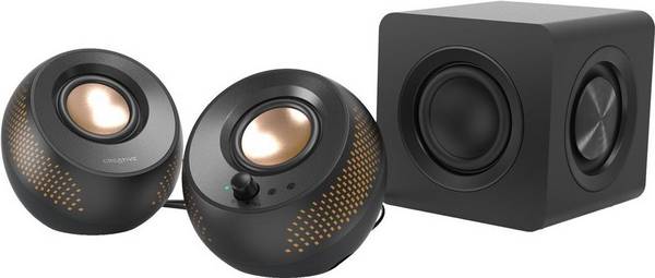 Creative Pebble X Plus - Lautsprechersystem - für PC - 2,1-Kanal - kabellos - Bluetooth - 15 Watt (Gesamt) - Schwarz (51