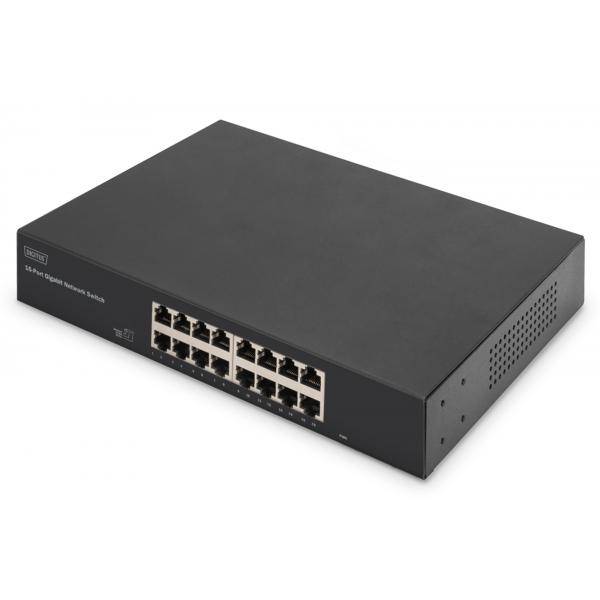 Digitus Switch Gigabit a 16 porte, 19 pollici, non gestito (16-PORT GBIT SWITCH 19ZOLL UNMA - 16-PORT 10/100/1000BASE-T)-0