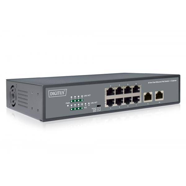 Digitus (8 PORT FAST ETHERENT POE SWITCH - 2 UPLINKS 120W POE POWER BUDGET)-0