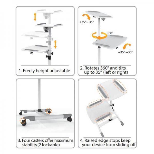 Techly Trolley Universale per Notebook / Videoproiettore, Bianco [ICA-TB TPM-6] (Universal Trolley For - Notebook / Proj-3