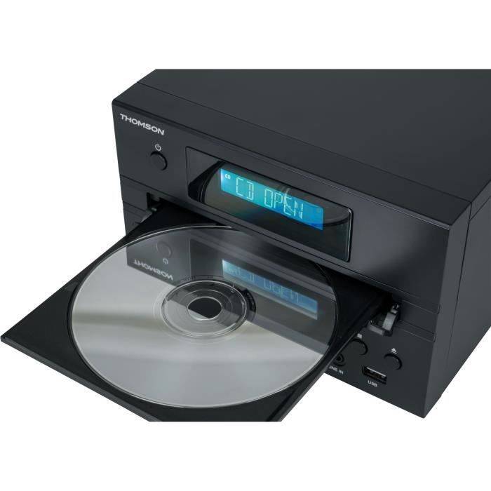 Microsistema Bluetooth - THOMSON - Legno/Nero - Radio FM/CD/MP3/USB, 20W RMS, Sintonizzatore FM RDS, Jack per cuffie, Te-3