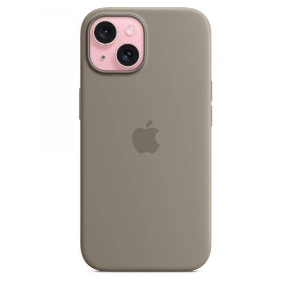 Custodia Apple in silicone con MagSafe per Apple iPhone 15, marrone argilla-1