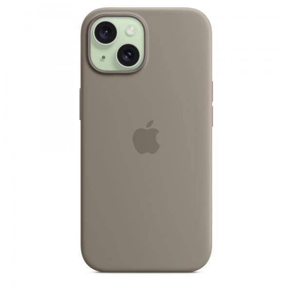 Custodia Apple in silicone con MagSafe per Apple iPhone 15, marrone argilla-3