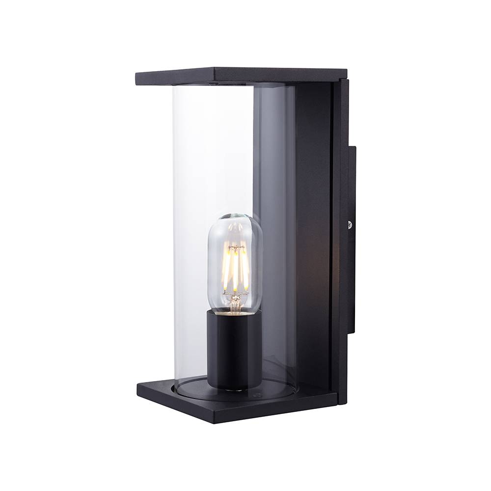 V-TAC Applique LED da Esterno E27 Diffusore Cilindrico Vetro Nera IP44-0