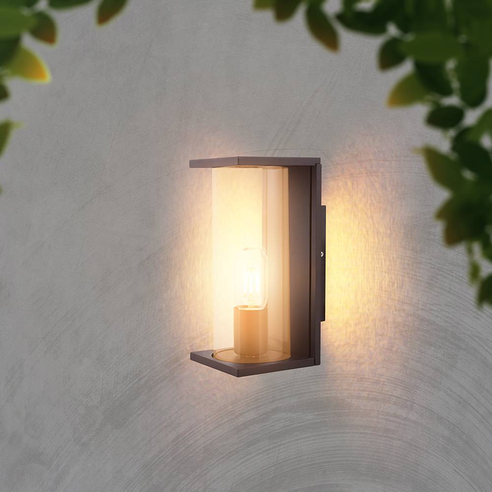 V-TAC Applique LED da Esterno E27 Diffusore Cilindrico Vetro Nera IP44-1