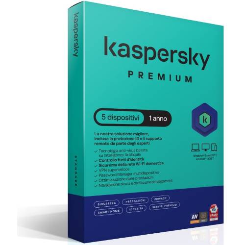 SOFTWARE ANTIVIRUS PREMIUM 1 ANNO 5 DISPOSITIVI SLIMBOX (KL1047T5EFS-SSB)-0